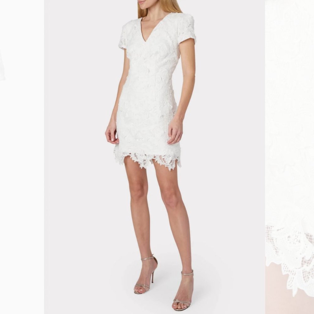 Milly NWT Atalie White 3D Floral Lace Dress Size 6